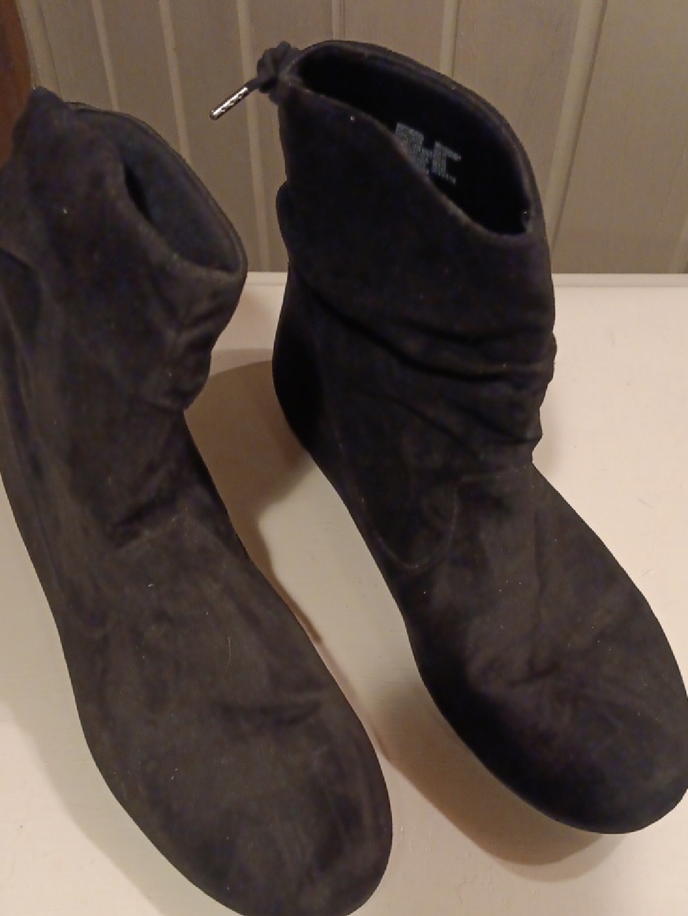 Time N True Black Suede Ankle Slouch Boot Sz 11
